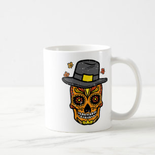 Thanksgiving Sugar Skull Pilgrim Fall Mexican Men Coffee Mug