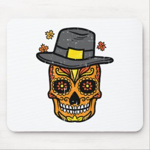 Thanksgiving Sugar Skull Pilgrim Fall Mexican Men Mouse Pad