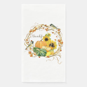 Thanksgiving Sunflower Floral Thanks Fall Pumpkin Napkin