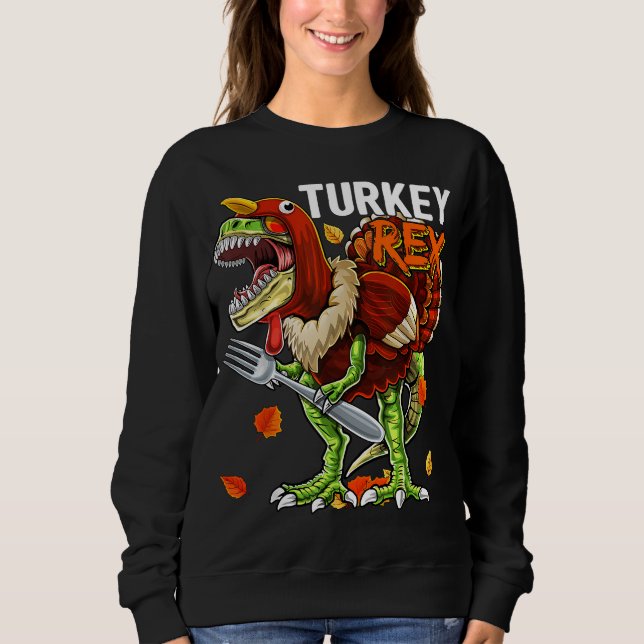 Thanksgiving T Rex Dinosaur Turkey Costume Kids Gi Sweatshirt (Front)