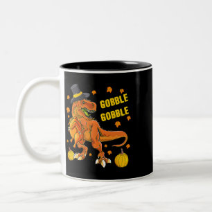Thanksgiving T Rex Dinosaur Turkey Costume Kids Gi Two-Tone Coffee Mug
