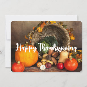 Thanksgiving Table Bountiful Harvest Holiday Card