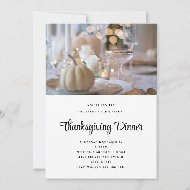 Thanksgiving Table Elegant Place Setting Photo Invitation (Front)