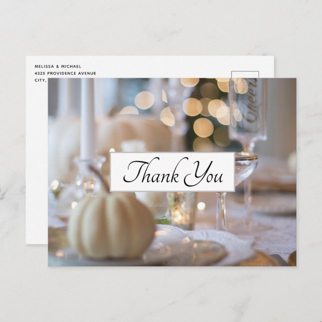 Thanksgiving Table Elegant Place Setting Thank You Postcard (Front/Back)