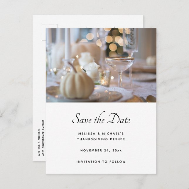 Thanksgiving Table Elegant Setting Save the Date Invitation Postcard (Front/Back)