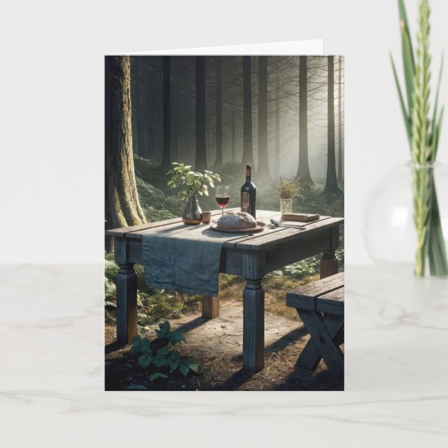 Thanksgiving Table In A Forest Card (Front)