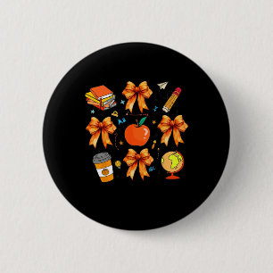 Thanksgiving Teacher Coquette Teacher Bow Autumn F 6 Cm Round Badge