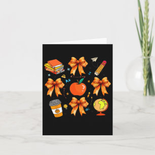 Thanksgiving Teacher Coquette Teacher Bow Autumn F Card