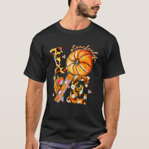 Thanksgiving Teacher Life Pumpkin Love Leopard Fal T-Shirt