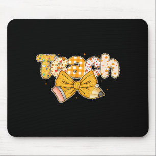 Thanksgiving Teacher Pencil Bow Fall One Thankful Mouse Pad