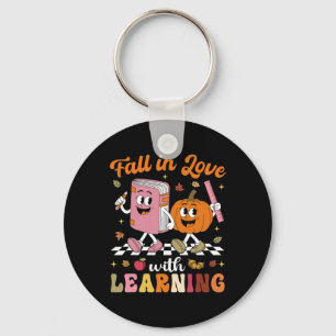 Thanksgiving Teacher Shirt Retro Fall In Love With Key Ring