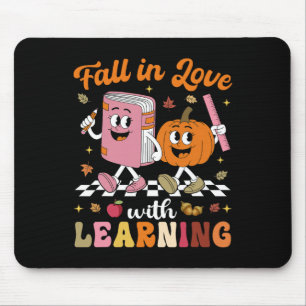 Thanksgiving Teacher Shirt Retro Fall In Love With Mouse Pad