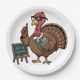 Thanksgiving Teacher Turkey Educated Gobbler Paper Plate