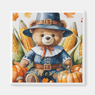 Thanksgiving Teddy Bear Magnet
