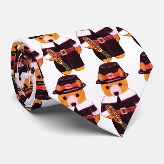 THANKSGIVING TEDDY BEAR tie (Rolled)