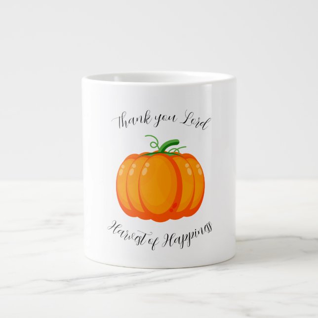 Thanksgiving,Thank you God , Harvest of Happiness  Large Coffee Mug (Front)