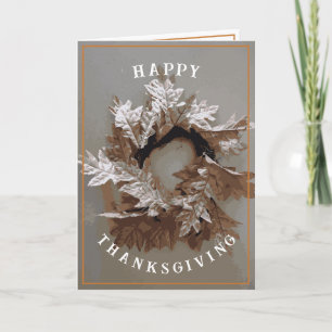 Thanksgiving Thankful Autumn Fall Leaf Wreath Card