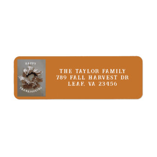 Thanksgiving Thankful Autumn Fall Leaf Wreath Return Address Label
