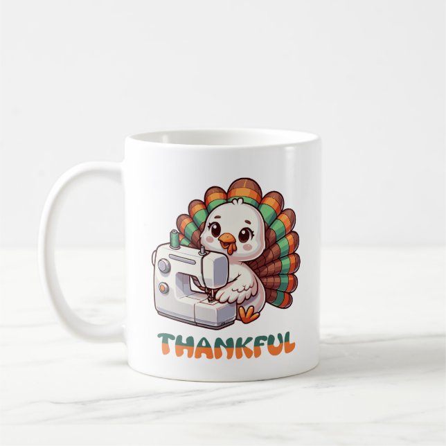 Thanksgiving Thankful Autumn Holiday Season Turkey Coffee Mug (Left)