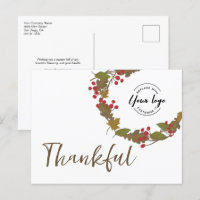 Thanksgiving Thankful Autumn Wreath Business logo