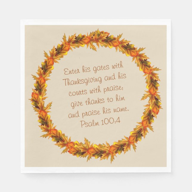 Thanksgiving Thankful Bible Verse Napkins 6.5" (Front)