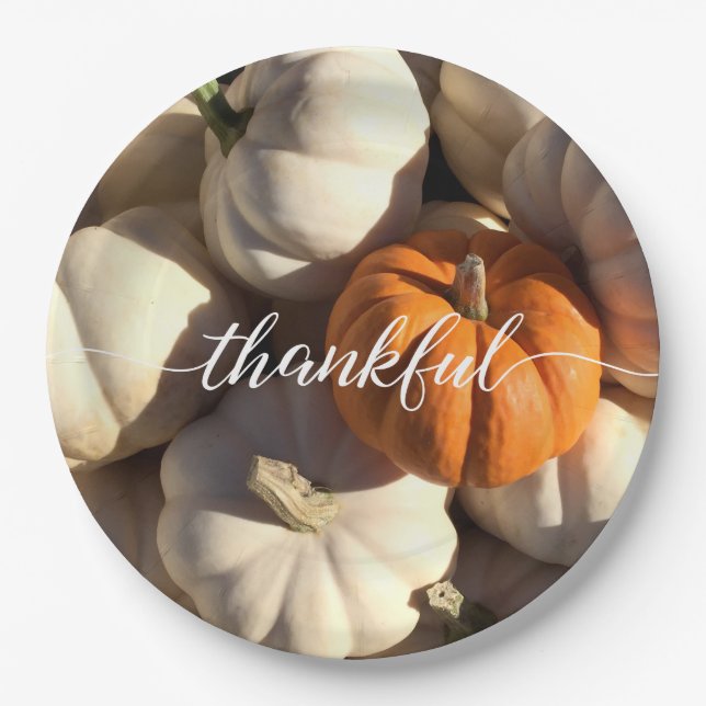 Thanksgiving Thankful Dinner Pumpkin Harvest Paper Plate (Front)
