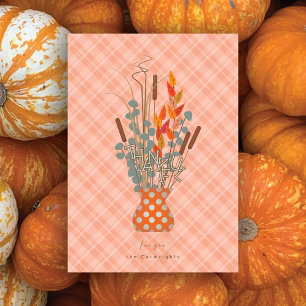 Thanksgiving "Thankful" Fall Leaf Arrangement Holiday Card
