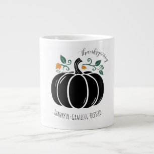 Thanksgiving,Thankful Grateful Blessed Large Coffee Mug