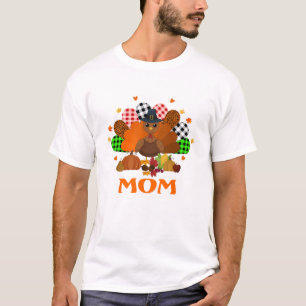 Thanksgiving Thankful Grateful Blessed momTurkey T-Shirt