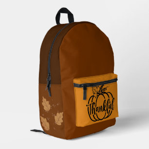Thanksgiving, Thankful Pumpkin, Autumn leaves Art Printed Backpack