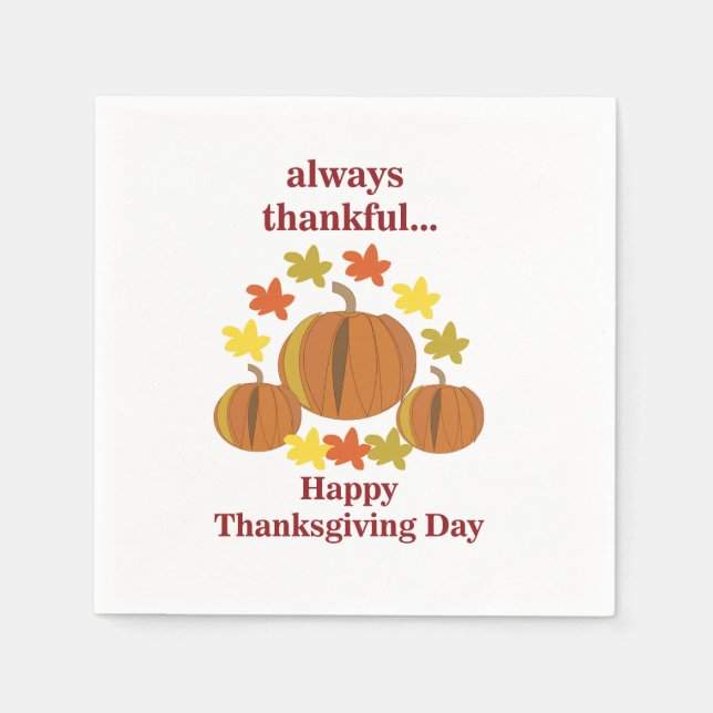 Thanksgiving Thankful Pumpkin Autumn Thanksgiving Napkin (Front)