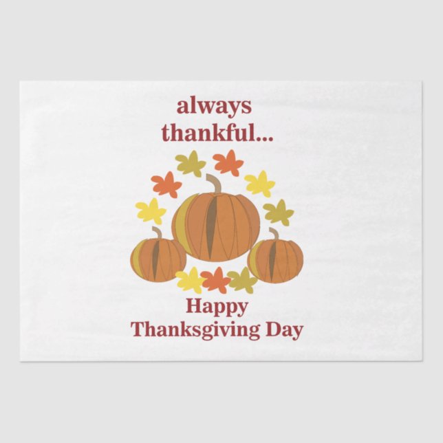 Thanksgiving Thankful Pumpkin Autumn Thanksgiving Tissue Paper (Front)
