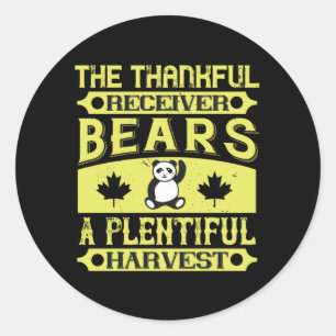 Thanksgiving - Thankful Receiver Bears Harvest Classic Round Sticker