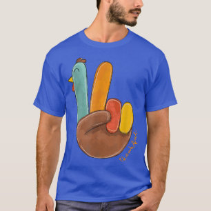 Thanksgiving Thankful Turkey Peace Hand Sign, Than T-Shirt