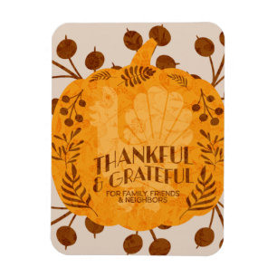 Thanksgiving Thankful Turkey Pumpkin Greenery Magnet