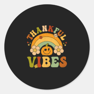 Thanksgiving Thankful Vibes Autumn Hello Fall Pump Classic Round Sticker