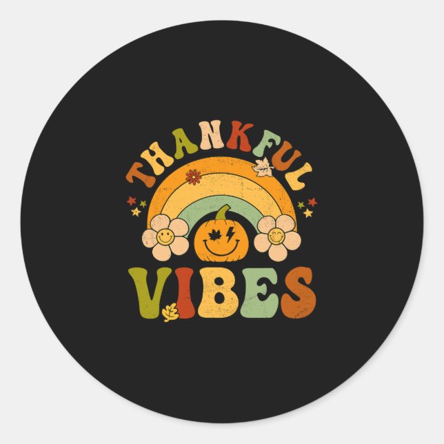 Thanksgiving Thankful Vibes Autumn Hello Fall Pump Classic Round Sticker (Front)