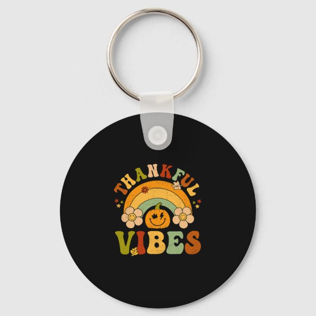 Thanksgiving Thankful Vibes Autumn Hello Fall Pump Key Ring (Front)