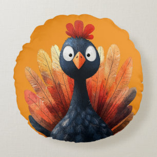 Thanksgiving Themed Throw Pillow with Turkey