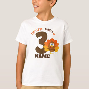thanksgiving THIRD birthday shirt little turkey