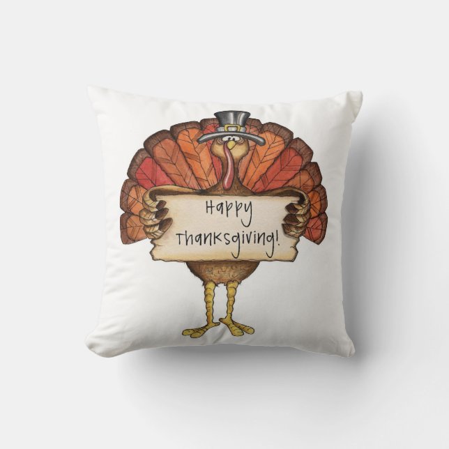 Thanksgiving Throw Pillow/Turkey Cushion (Front)