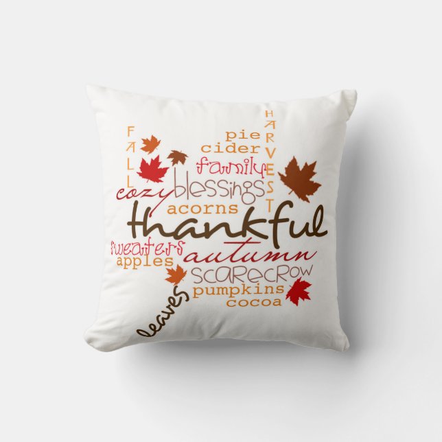 Thanksgiving Throw Pillow/Typography Cushion (Front)