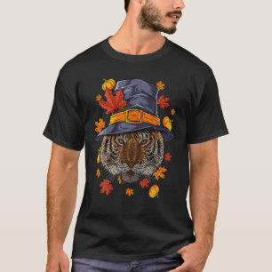 Thanksgiving Tiger Pilgrim Costume Fall Autumn T-Shirt