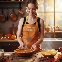Thanksgiving Time for Pumpkin Pie Orange Apron