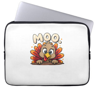 Thanksgiving Time Turkey Moo Funny Thanksgiving Fu Laptop Sleeve