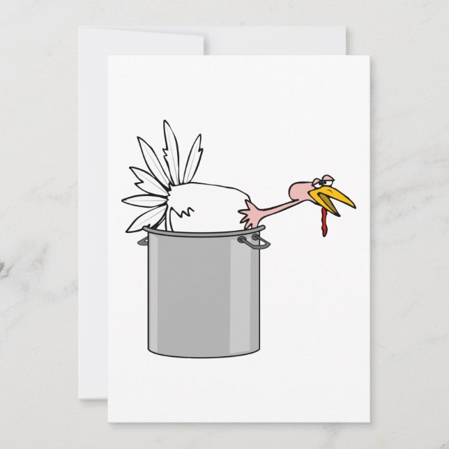 Thanksgiving Tired Turkey in Cooking Pot Humour  Invitation (Front)