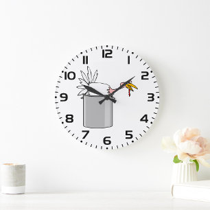 Thanksgiving Tired Turkey in Cooking Pot Humour  Large Clock