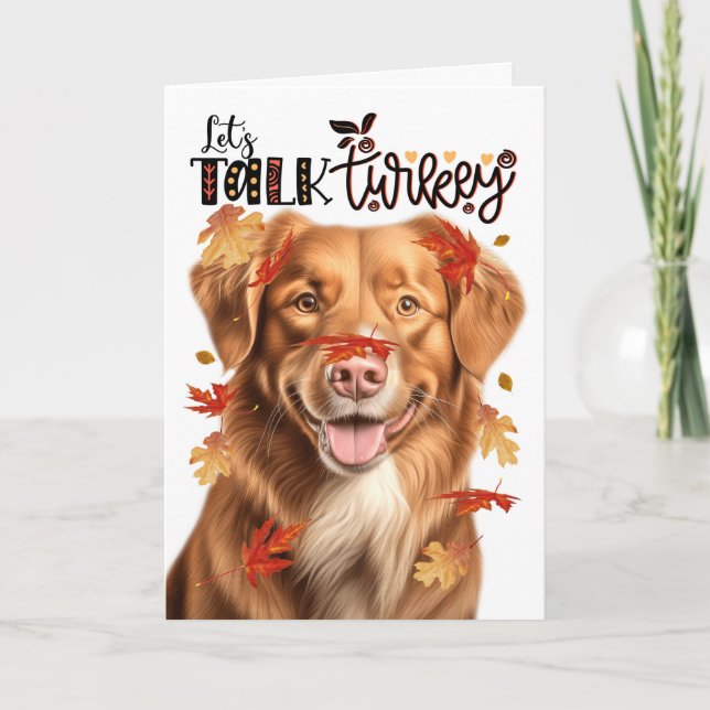 Thanksgiving Tolling Retriever Let's Talk Turkey Holiday Card (Front)