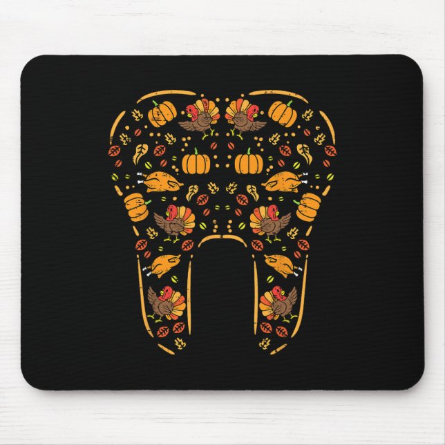 Thanksgiving Tooth Cute Fall Teeth Dental Dentist  Mouse Pad (Front)