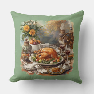 Thanksgiving, Tradisional Dishes, Family Gathering Cushion